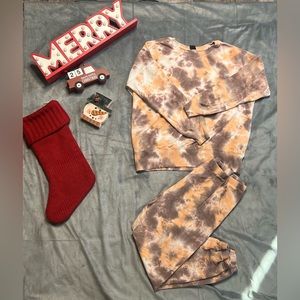 Tie dye orange and mauve jogger set